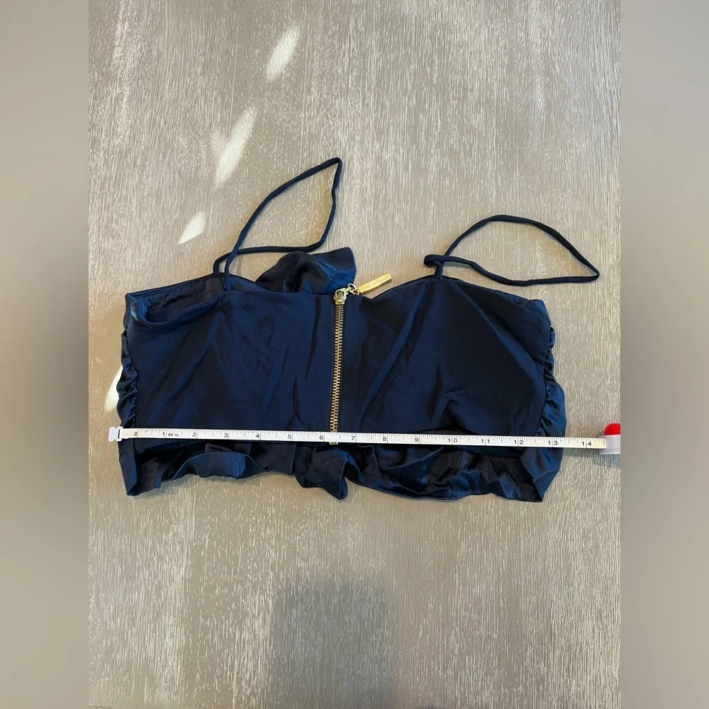 Silvia Tcherassi Navy Blue Satin bow Tie-Front Crop bandeau Top women’s small - Picture 8 of 10